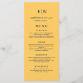 Elegante Eenvoudige Straal Bloem met Monogram Huwe Menu (Voorkant)