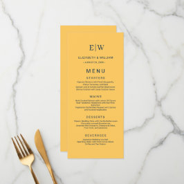 Elegante Eenvoudige Straal Bloem met Monogram Huwe Menu