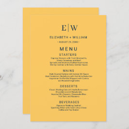Elegante Eenvoudige Straal Bloem met Monogram Huwe Menu