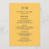 Elegante Eenvoudige Straal Bloem met Monogram Huwe Menu (Voorkant)