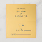 Elegante Eenvoudige Straal Bloem met Monogram Huwe Plaatskaartje (Buitenkant ongevouwen)