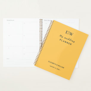 Elegante Eenvoudige Straal Bloem met Monogram Huwe Planner