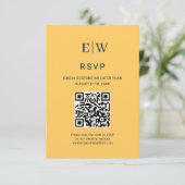 Elegante Eenvoudige Straal Bloem met Monogram Huwe RSVP Kaartje (Staand voorkant)