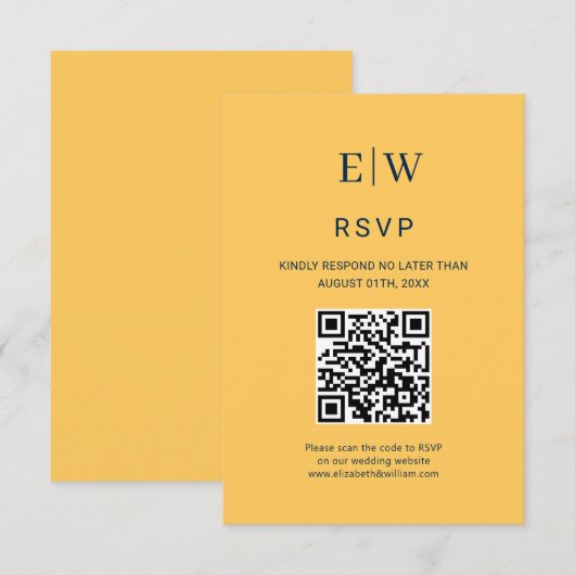 Elegante Eenvoudige Straal Bloem met Monogram Huwe RSVP Kaartje (Voorkant / Achterkant)