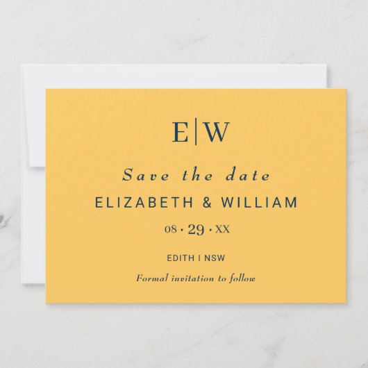 Elegante Eenvoudige Straal Bloem met Monogram Huwe Save The Date (Voorkant)