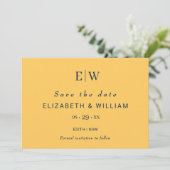 Elegante Eenvoudige Straal Bloem met Monogram Huwe Save The Date (Staand voorkant)