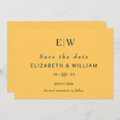 Elegante Eenvoudige Straal Bloem met Monogram Huwe Save The Date (Voorkant / Achterkant)