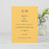 Elegante Eenvoudige Straal Bloem met Monogram Huwe Save The Date (Staand voorkant)