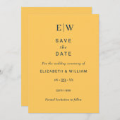 Elegante Eenvoudige Straal Bloem met Monogram Huwe Save The Date (Voorkant / Achterkant)