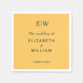 Elegante Eenvoudige Straal Bloem met Monogram Huwe Servet (Voorkant)