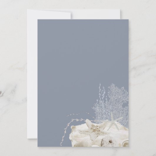 Elegante eenvoudige strand bruiloft kaart (Achterkant)