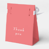 Elegante Eenvoudige Sunset Koraal met Monogram Huw Bedankdoosjes (Achterkant)