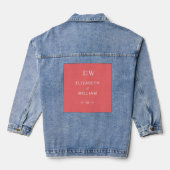 Elegante Eenvoudige Sunset Koraal met Monogram Huw Denim Jacket (Achterkant)