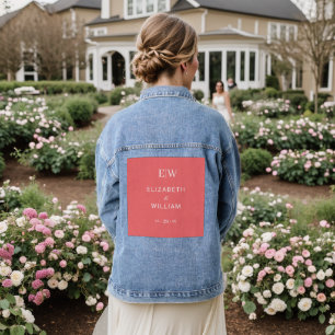 Elegante Eenvoudige Sunset Koraal met Monogram Huw Denim Jacket