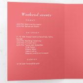 Elegante Eenvoudige Sunset Koraal met Monogram Huw Drieluik Programma (Binnenzijde eerst)