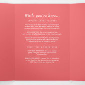 Elegante Eenvoudige Sunset Koraal met Monogram Huw Drieluik Programma (Binnenkant midden)