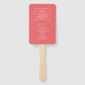 Elegante Eenvoudige Sunset Koraal met Monogram Huw Handwaaier (Achterkant)