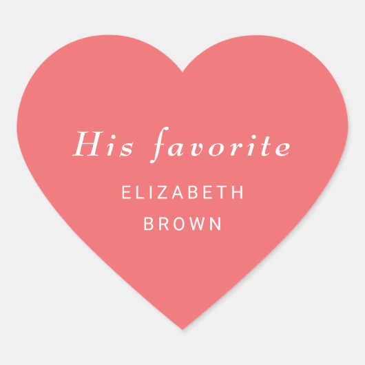 Elegante Eenvoudige Sunset Koraal met Monogram Huw Hart Sticker (Voorkant)