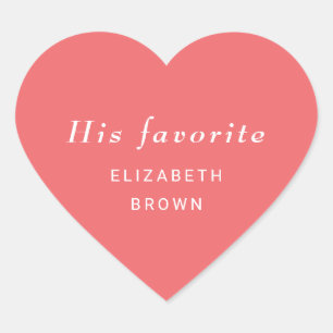 Elegante Eenvoudige Sunset Koraal met Monogram Huw Hart Sticker