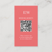 Elegante Eenvoudige Sunset Koraal met Monogram Huw Informatiekaartje (Voorkant)