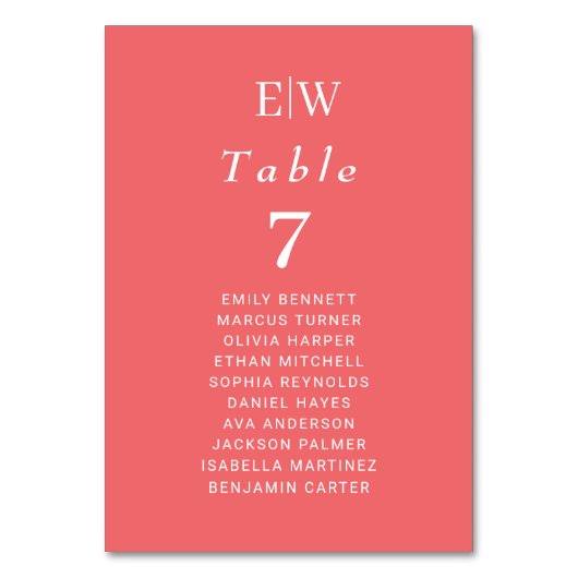 Elegante Eenvoudige Sunset Koraal met Monogram Huw Kaart (Voorkant)