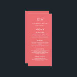 Elegante Eenvoudige Sunset Koraal met Monogram Huw Menu<br><div class="desc">Ervaar tijdloze sophisticatie met ons Elegant Simple Sunset Coral met Monogram Wedding collectie. Elk product heeft een delicate mix van elegantie en eenvoud. Je moet weten dat je een foto krijgt!</div>