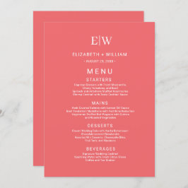 Elegante Eenvoudige Sunset Koraal met Monogram Huw Menu