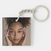 Elegante eenvoudige sympathie foto rouwmonument sleutelhanger (Achterkant)