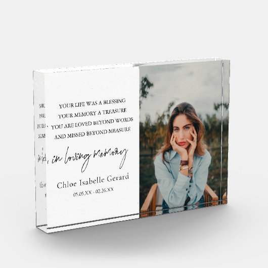 Elegante eenvoudige sympathie rouwgedenkteken fotoblokken (Links)