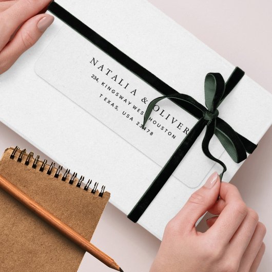 Elegante eenvoudige tekst Zwart-wit retouradres Etiket