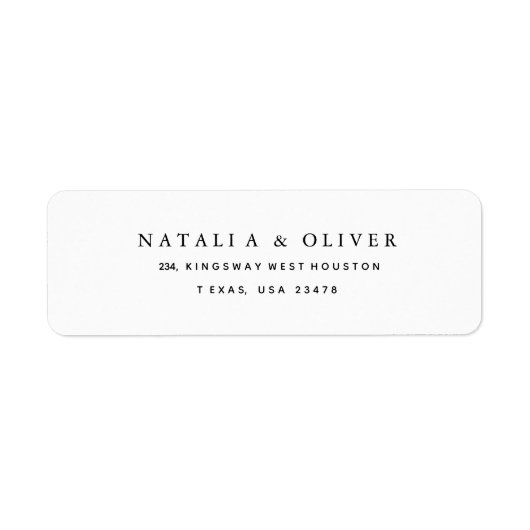 Elegante eenvoudige tekst Zwart-wit retouradres Etiket (Voorkant)