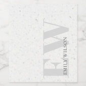 Elegante Eenvoudige Terrazzo Steen Grijze Naam Mon Wijn Etiket (Enkel label)