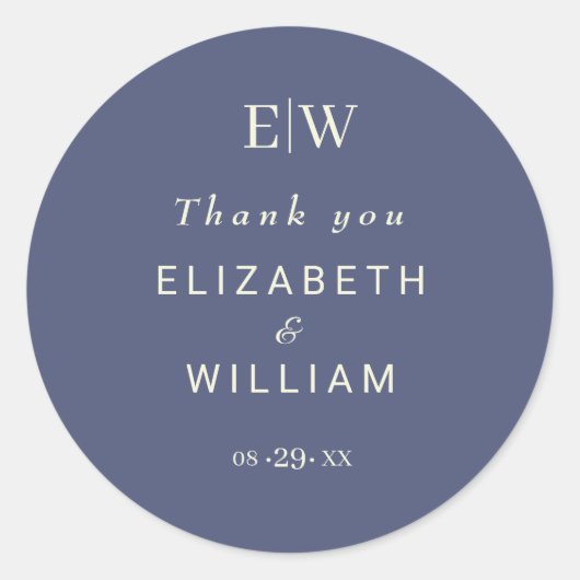 Elegante Eenvoudige Toekomst Dusk met Monogram Tro Ronde Sticker (Voorkant)