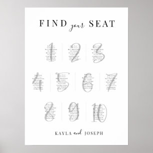 Elegante Eenvoudige Trouwen 10 Tafel Zitting Grafi Poster