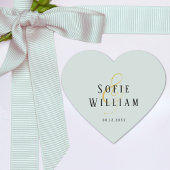 Elegante Eenvoudige Trouwnamen Datum groene Sticke Hart Sticker