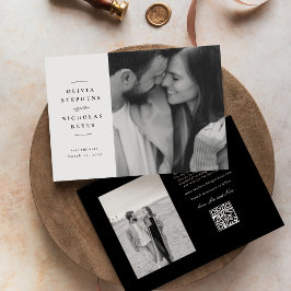 Elegante eenvoudige twee foto zwart en wit save the date