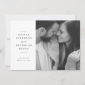 Elegante eenvoudige twee foto zwart-wit save the date (Voorkant)