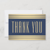 Elegante eenvoudige typografie Navy Blue & Gold St Bedankkaart (Voorkant)