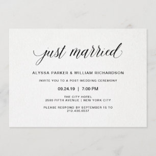 Elegante Eenvoudige Typografie Net Getrouwd Feest Kaart