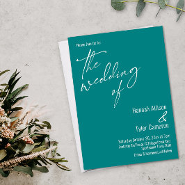 Elegante Eenvoudige Typografie Teal De Bruiloft Va Kaart