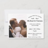 Elegante eenvoudige typografie trouwfoto kaart (Voorkant)