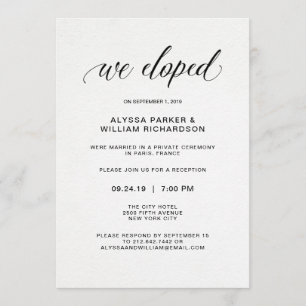 Elegante Eenvoudige Typografie We Elopeden   Ontva Kaart