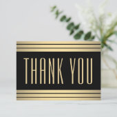 Elegante eenvoudige typografie zwart en goud gestr bedankkaart (Staand voorkant)