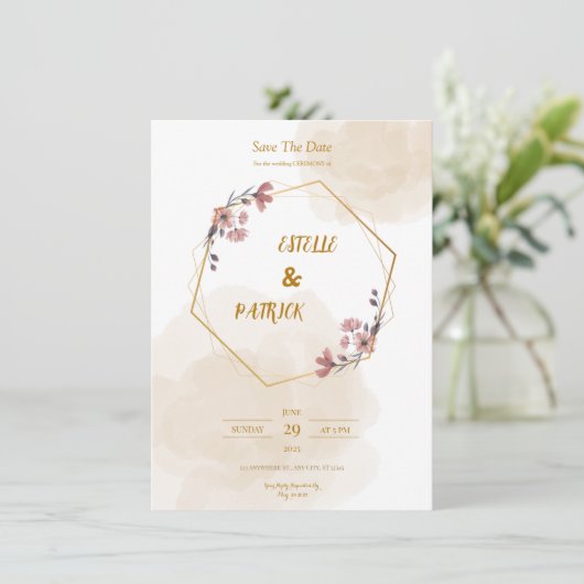 Elegante eenvoudige uitnodiging (Staand voorkant)