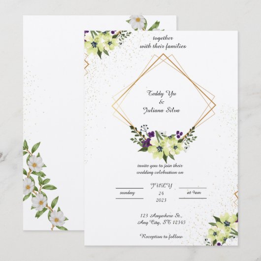 Elegante eenvoudige uitnodiging (Voorkant / Achterkant)