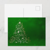 Elegante eenvoudige versierde kerstboom op groen feestdagenkaart (Voorkant / Achterkant)