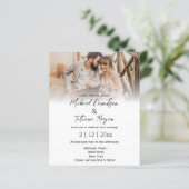 Elegante eenvoudige vervaagde foto bruiloft uitnod (Staand voorkant)