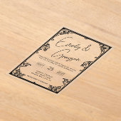 Elegante Eenvoudige Victoriaans Bloemen Border Wed Acryl Uitnodigingen (Laagn)