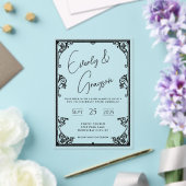 Elegante Eenvoudige Victoriaans Bloemen Border Wed Acryl Uitnodigingen (Insitu (Huwelijk))