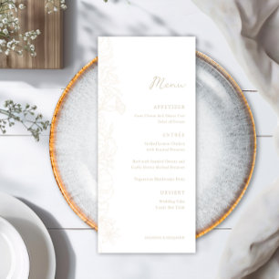 Elegante Eenvoudige Vintage Ivory Bloemrijke Tuin Menu